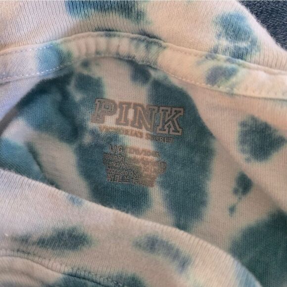 Vintage Victoria's Secret PINK Blue Tie-Dye Cropped Shirt - Picture 4 of 4